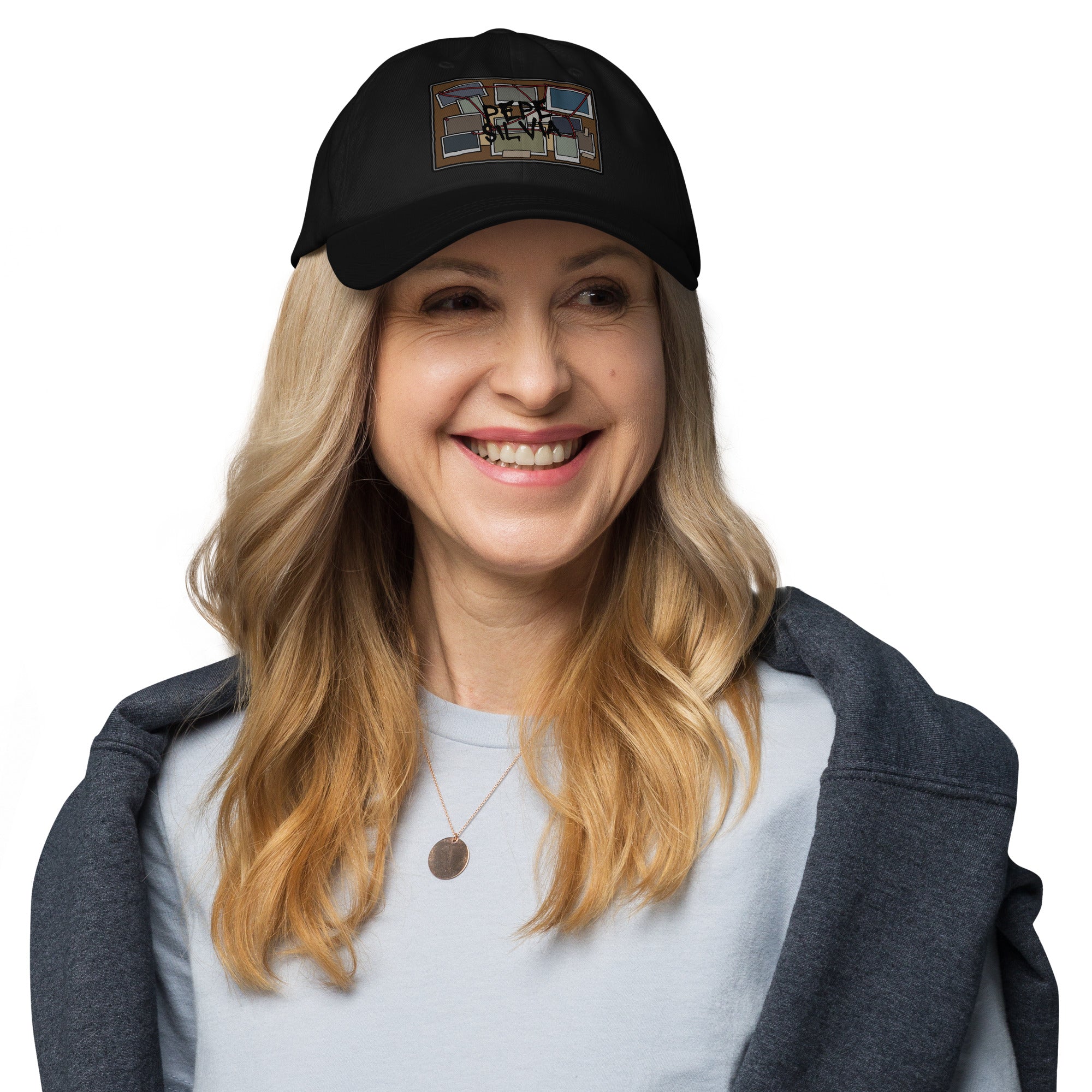 Pepe Silvia Always Sunny IASIP embroidered dad hat in black, front view