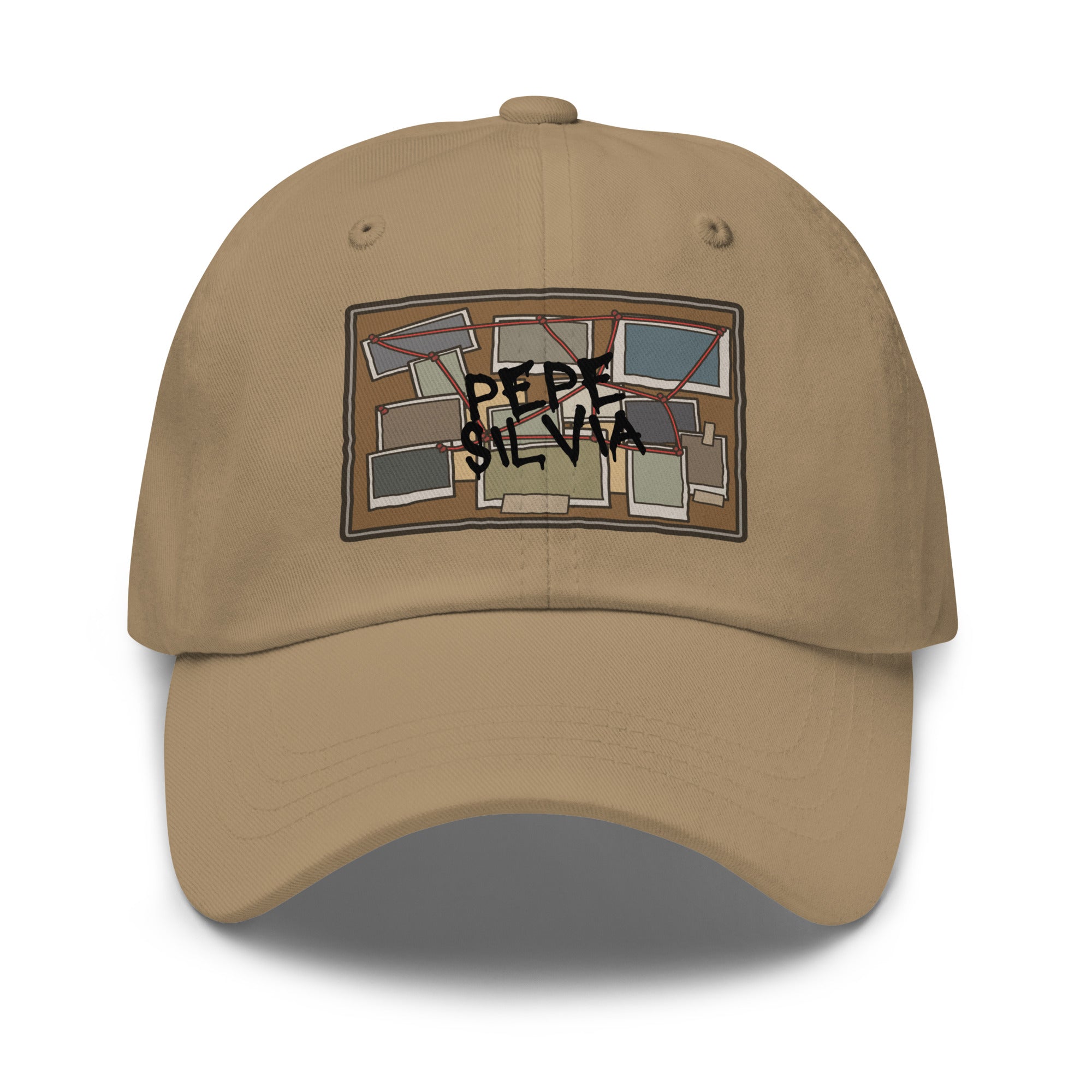 Pepe Silvia Always Sunny IASIP embroidered dad hat in khaki, front view