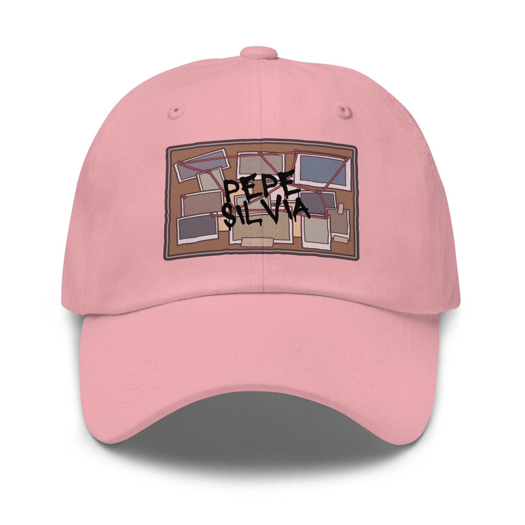Pepe Silvia Always Sunny IASIP embroidered dad hat in pink, front view