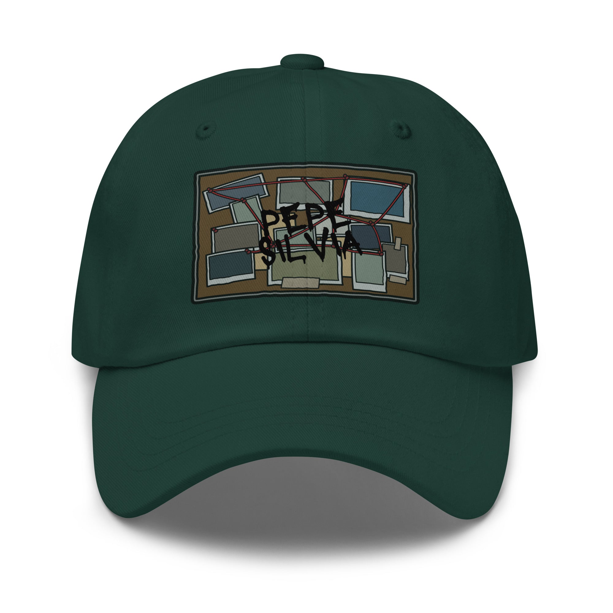 Pepe Silvia Always Sunny IASIP embroidered dad hat in spruce, front view