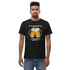 Drinking Enemies funny beer classic tee in black, front view