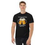Drinking Enemies funny beer classic tee in black, front view