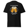Drinking Enemies funny beer classic tee in black, front view