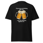 Drinking Enemies funny beer classic tee in black, front view