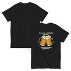 Drinking Enemies funny beer classic tee in black, front and back view