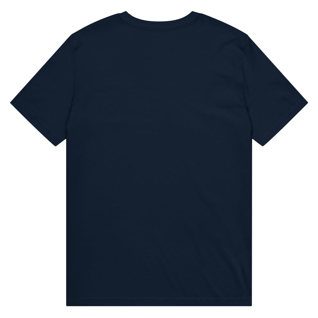 Pepe Silvia Always Sunny IASIP organic mid-light tee in french navy, back view