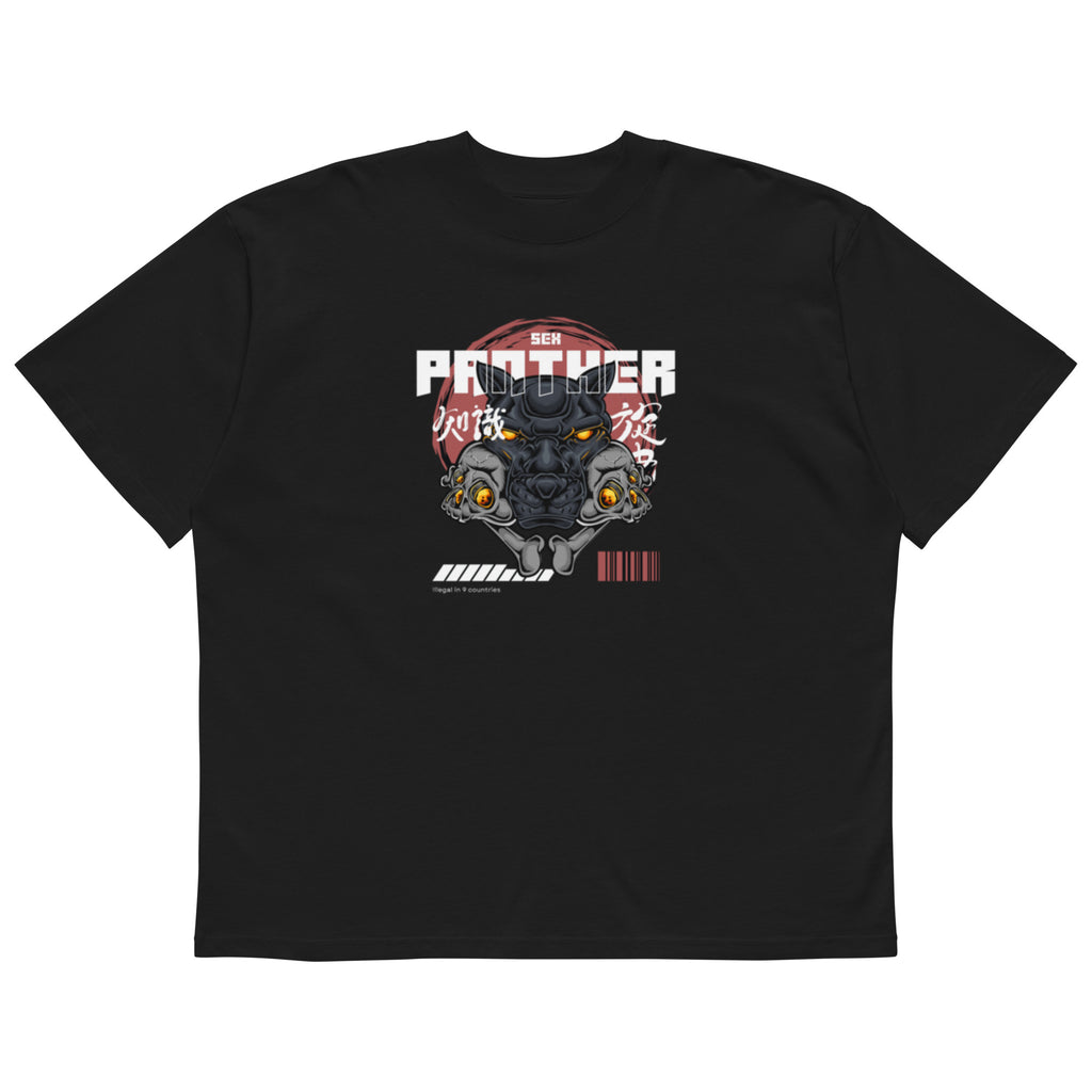 Sex Panther Anchorman oversized tee in black, front view
