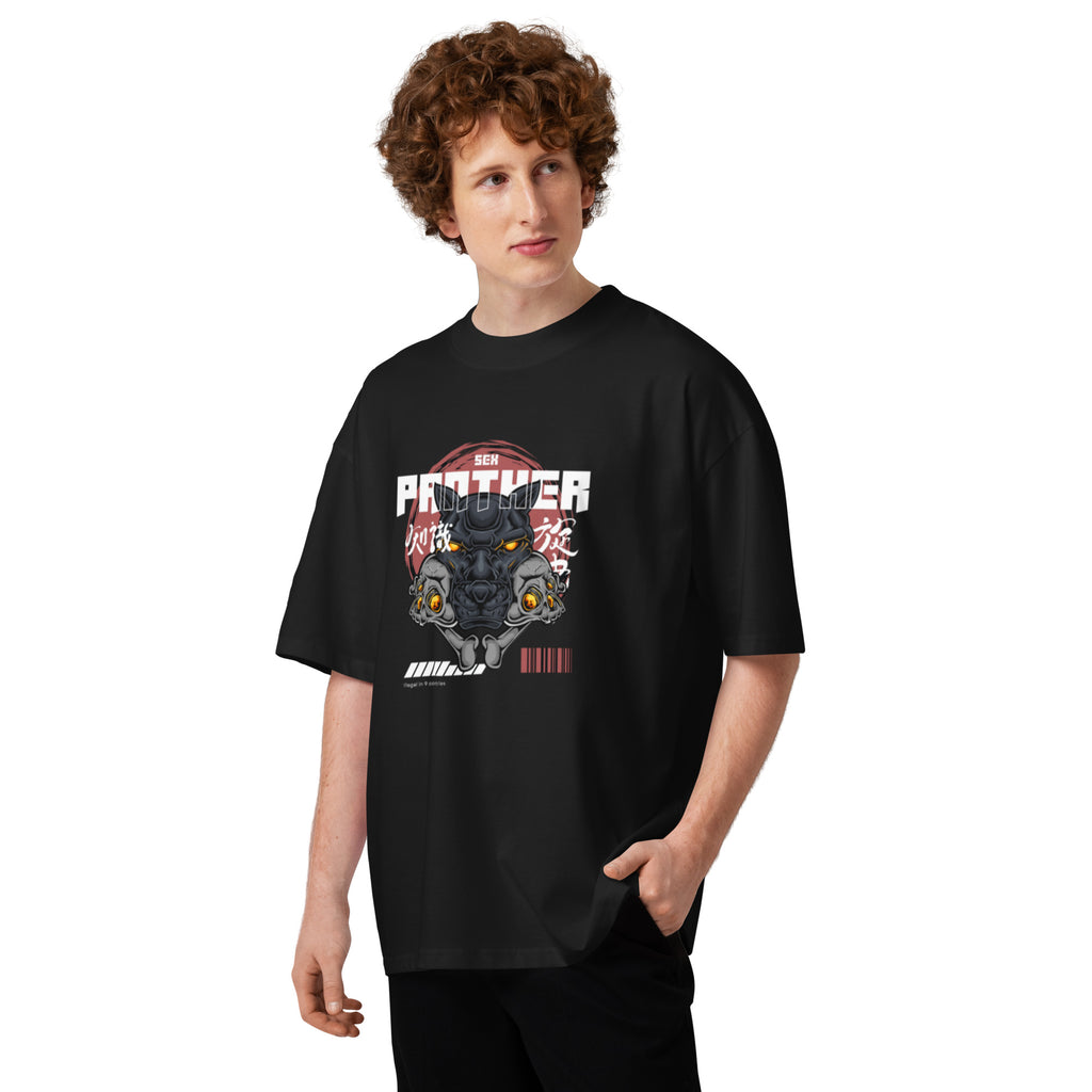 Sex Panther Anchorman oversized tee in black, front view