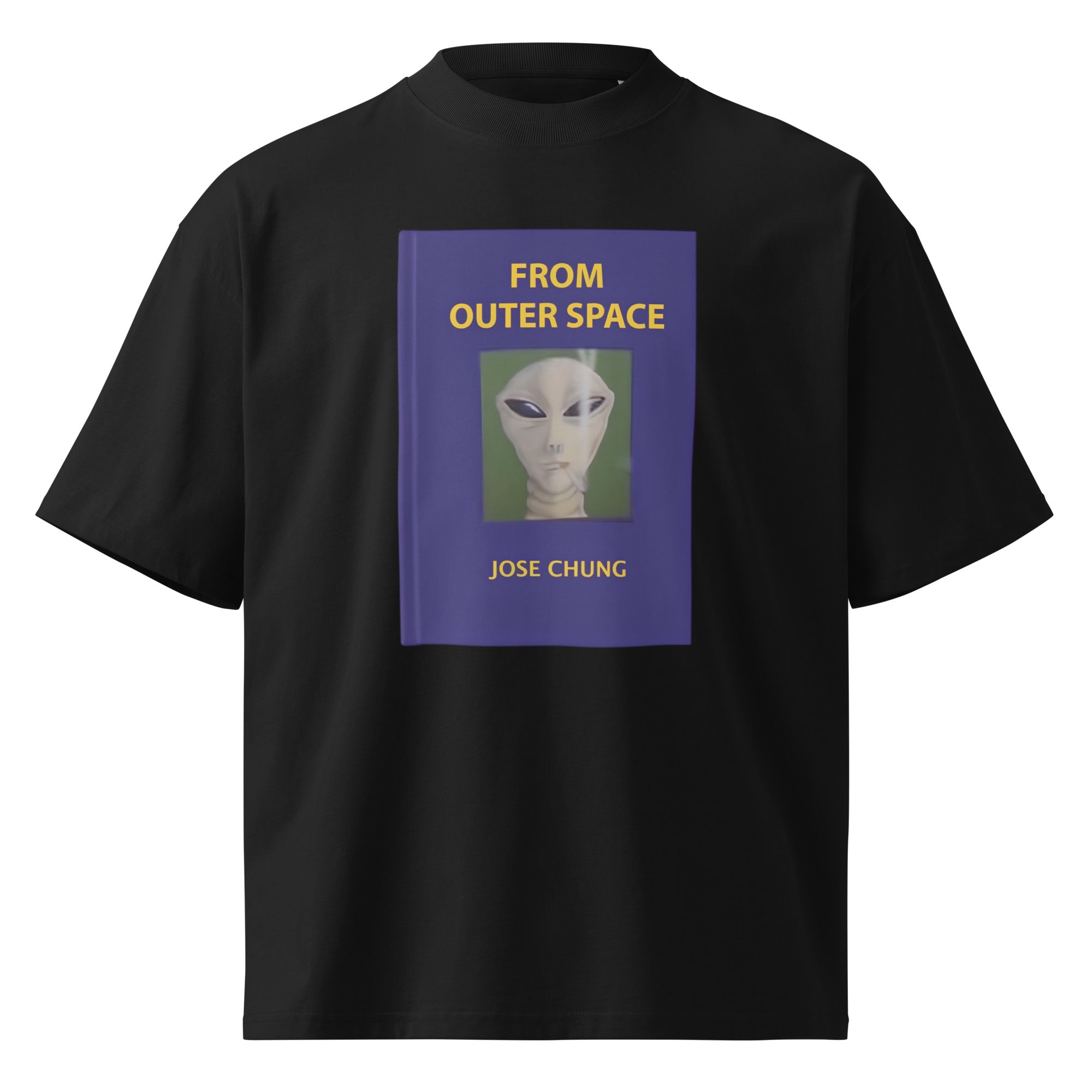 Jose Chung's From Outer Space X-Files sci-fi oversized tee in black, front view