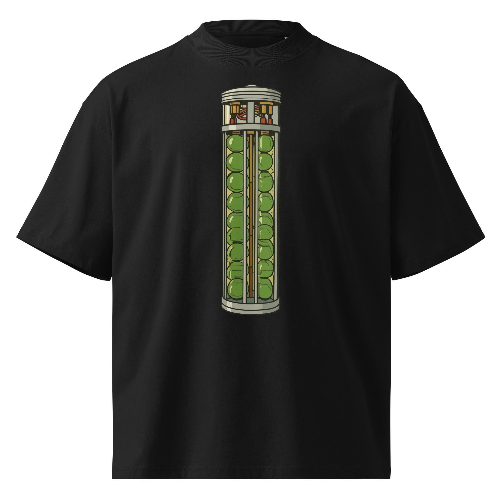 VX The Rock 90s action movie oversized tee in black, front view