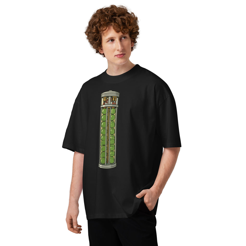 VX The Rock 90s action movie oversized tee in black, front view