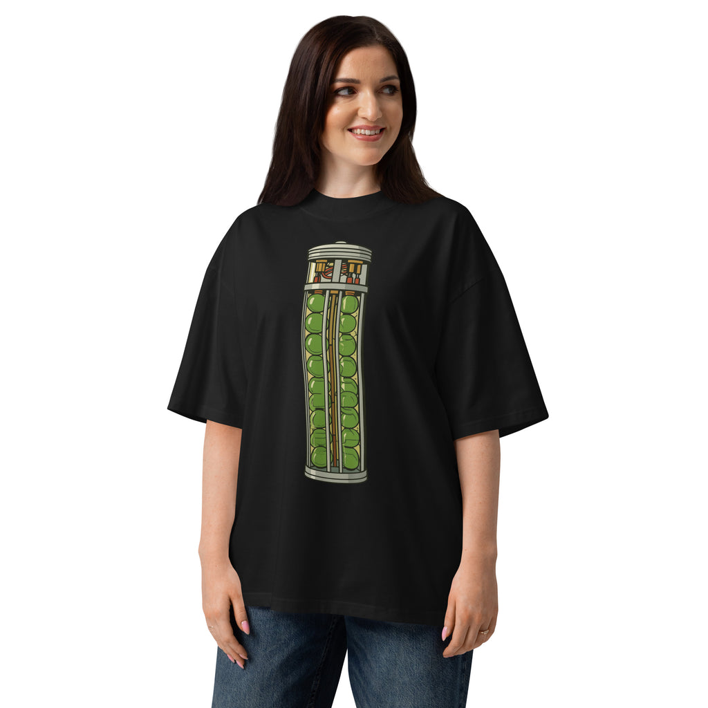 VX The Rock 90s action movie oversized tee in black, front view