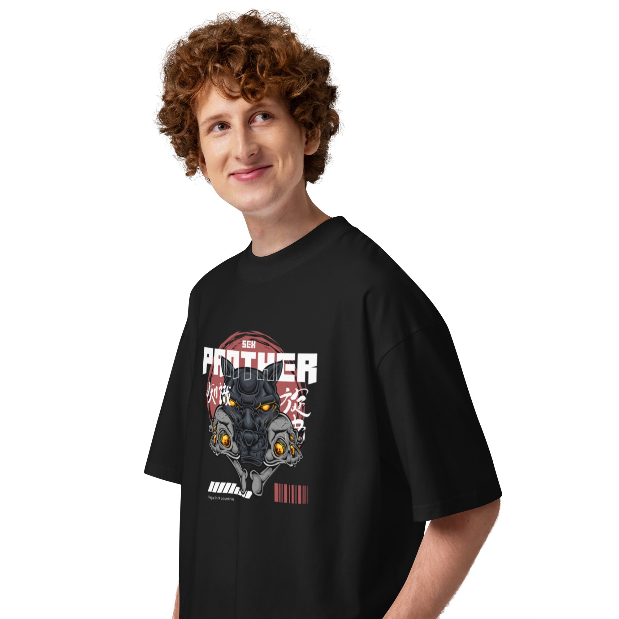 Sex Panther Anchorman oversized tee in black, left side view