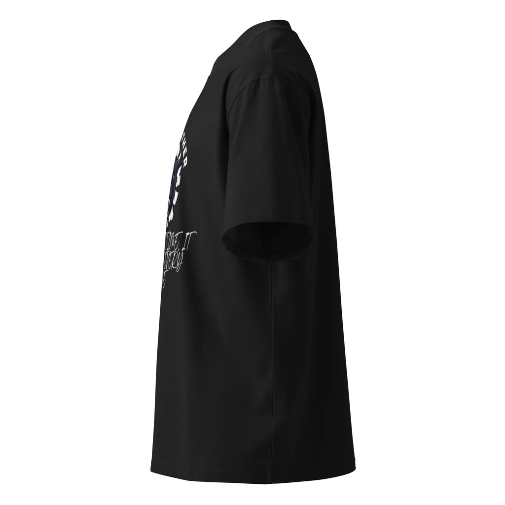 Black-Market Panther Anchorman oversized tee in black, left side view