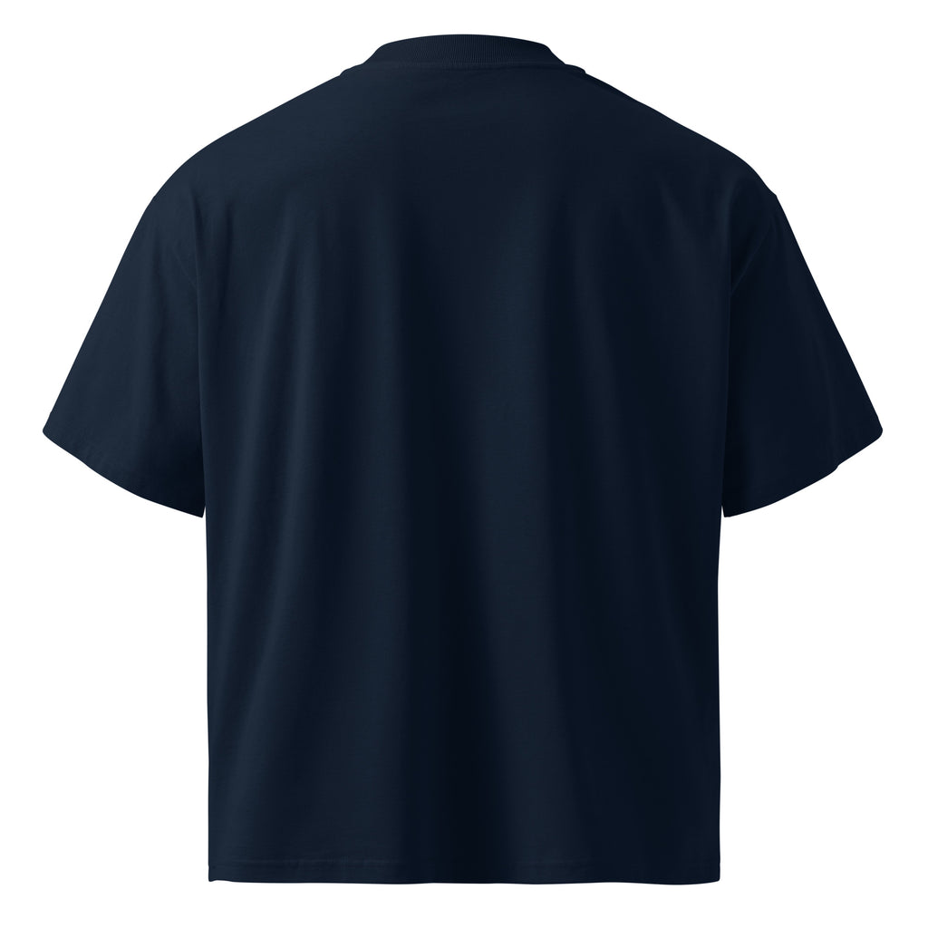 No One Is Coming To Stop You quote oversized tee in french navy, back view