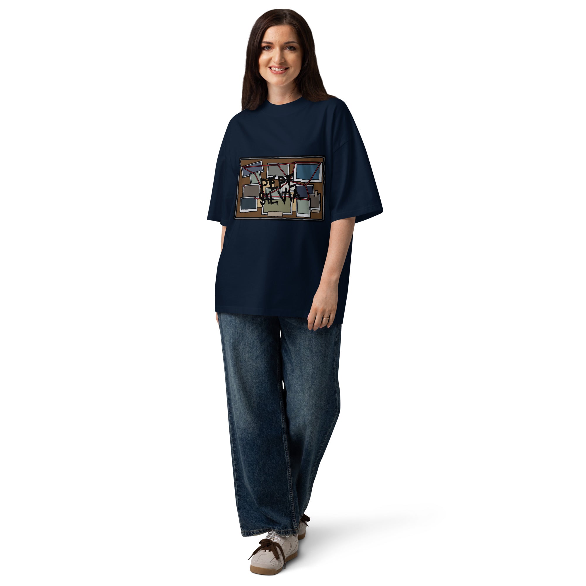 Pepe Silvia Always Sunny IASIP oversized tee in french navy, front view