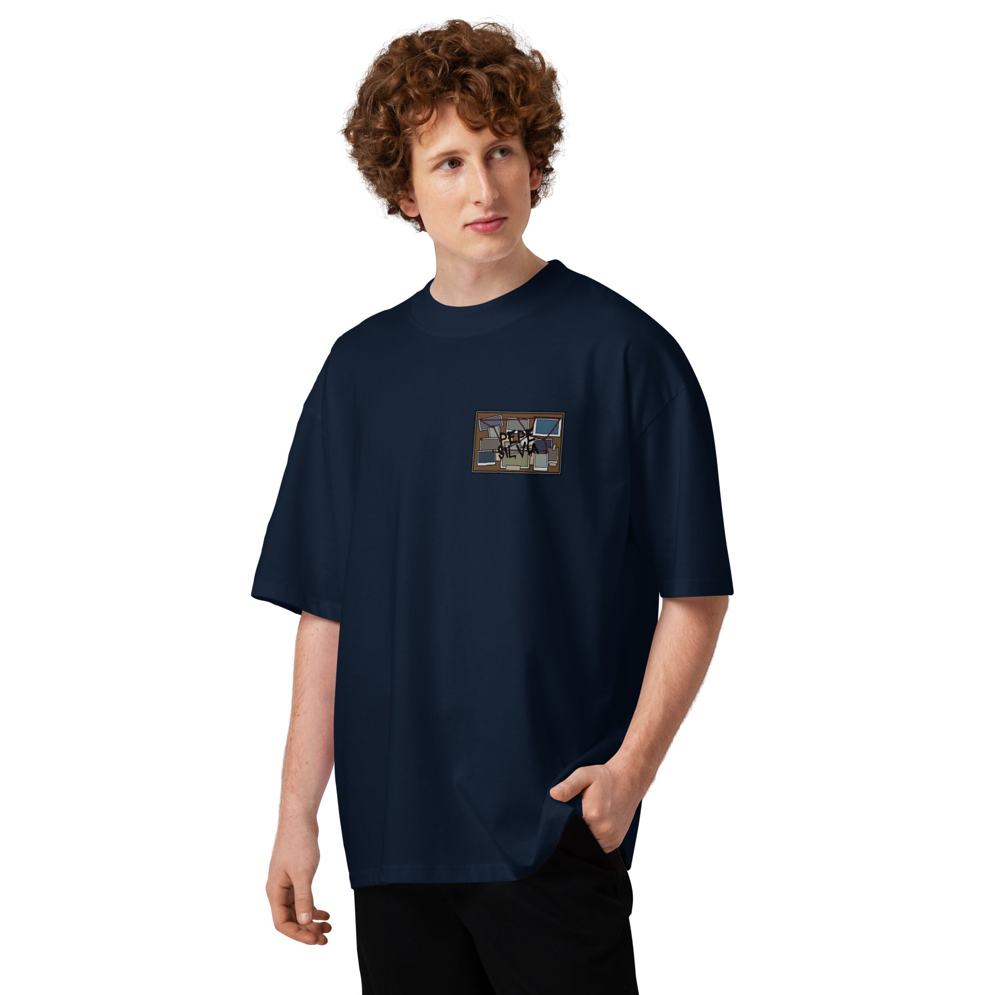 Pepe Silvia Always Sunny IASIP minimalist oversized tee in french navy, front view