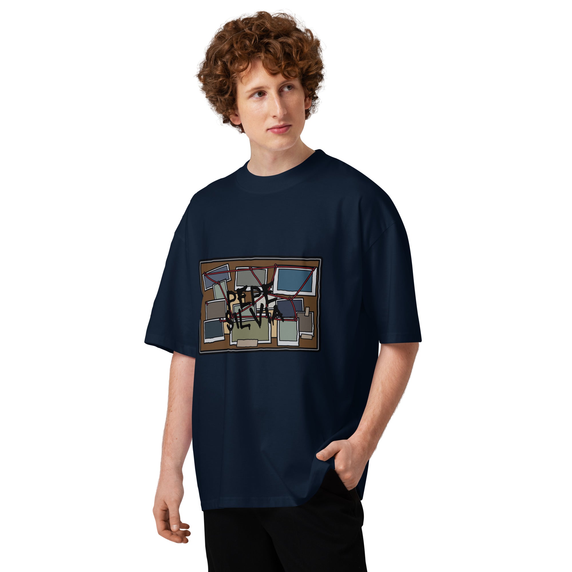Pepe Silvia Always Sunny IASIP oversized tee in french navy, front view