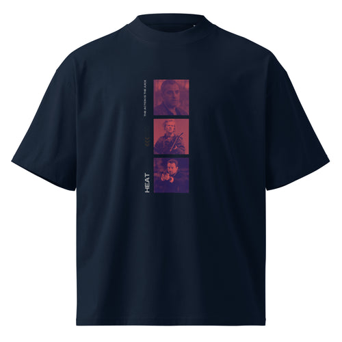 Heat movie crew 90s crime oversized tee in french navy, front view