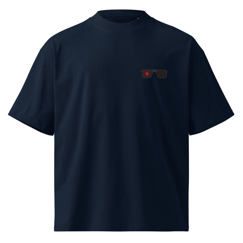 Terminator minimalist sci-fi movie oversized tee in french navy, front view