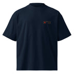 Terminator minimalist sci-fi movie oversized tee in french navy, front view