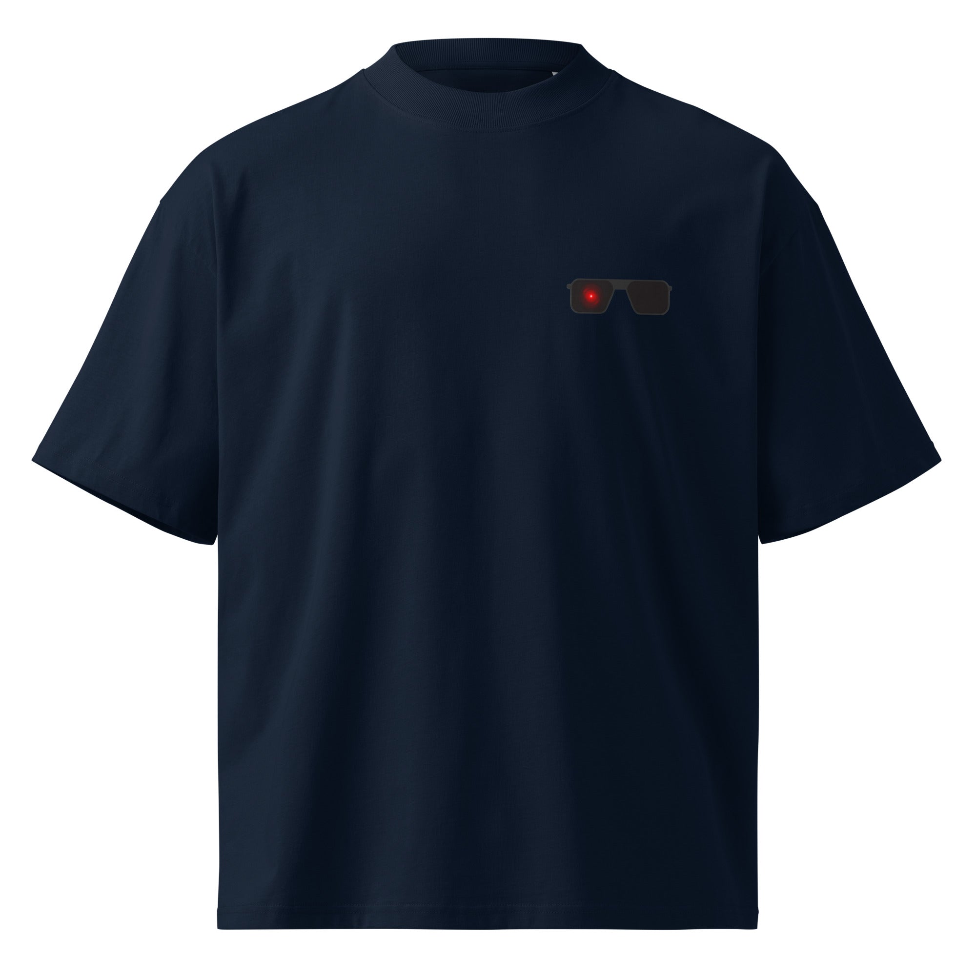 Terminator minimalist sci-fi movie oversized tee in french navy, front view