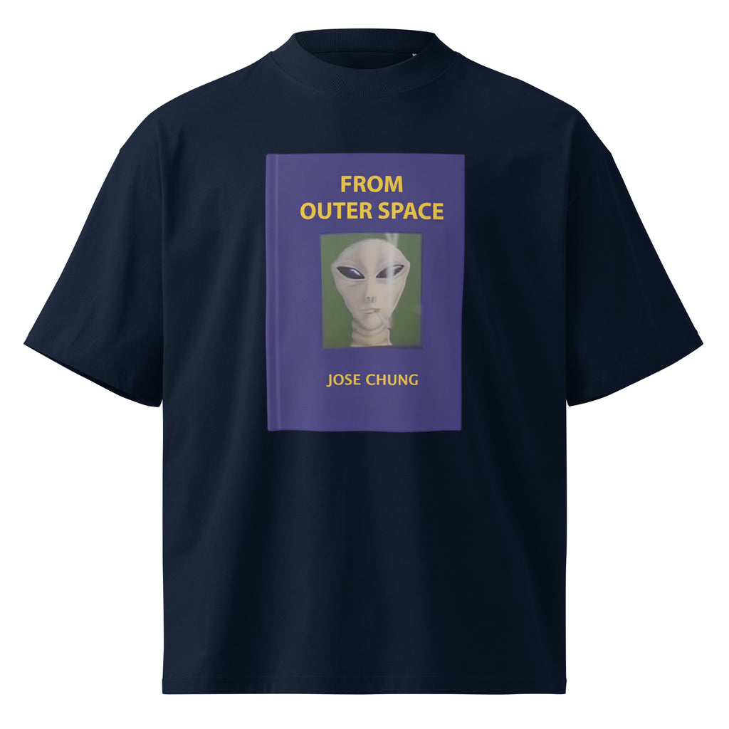 Jose Chung's From Outer Space X-Files sci-fi oversized tee in french navy, front view