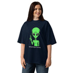 WhatsApp Home funny sci-fi movie oversized tee in french navy, front view