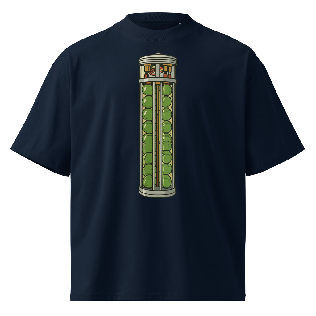 VX The Rock 90s action movie oversized tee in french navy, front view