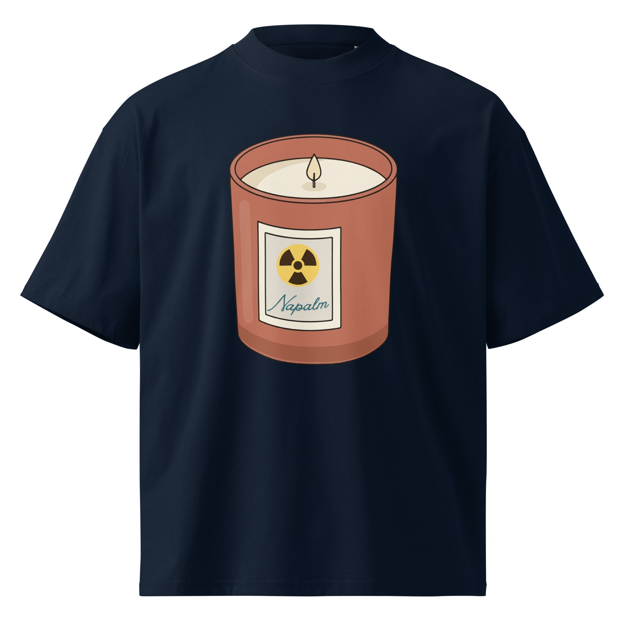 Napalm Candle Apocalypse Now war movie oversized tee in french navy, front view