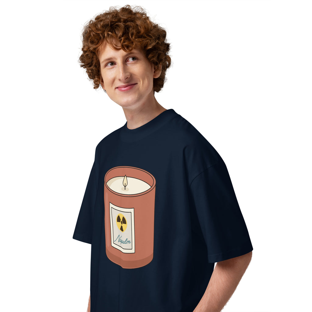 Napalm Candle Apocalypse Now war movie oversized tee in french navy, left side view