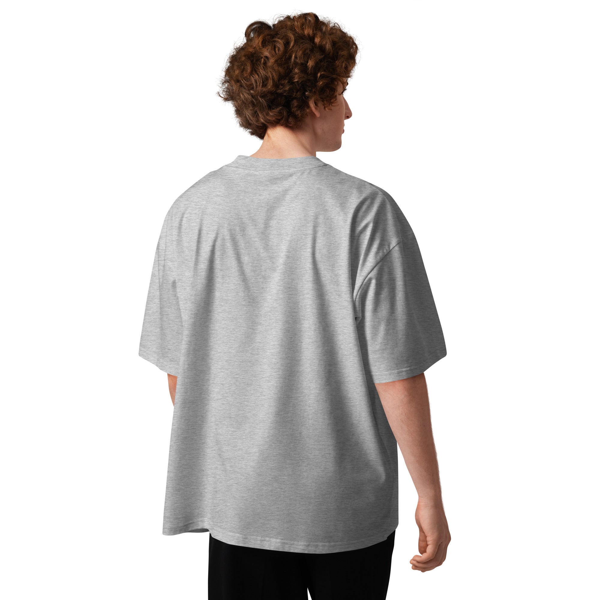Pirate Door Always Sunny IASIP minimalist oversized tee in heather grey, back view