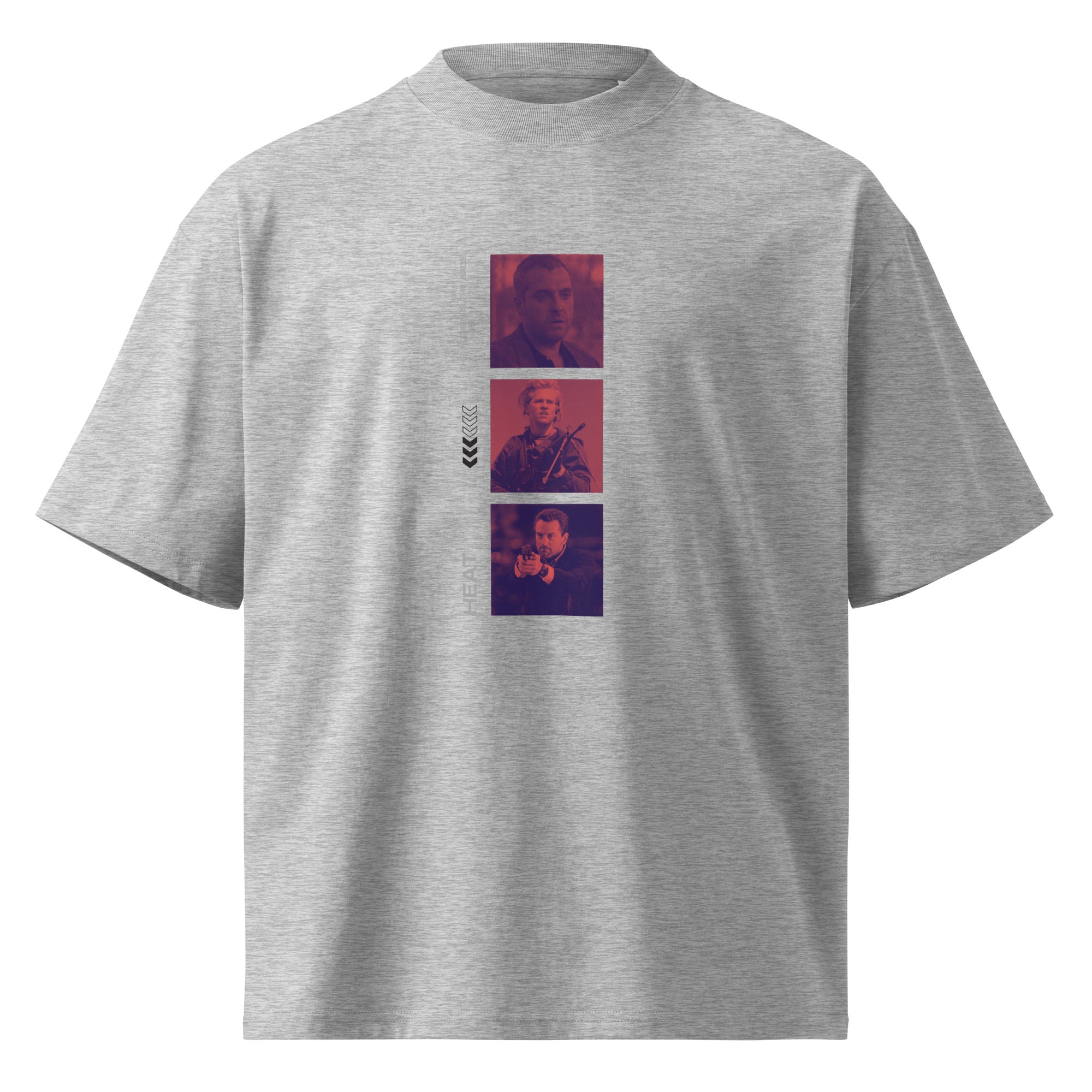 Heat movie crew 90s crime oversized tee in heather grey, front view