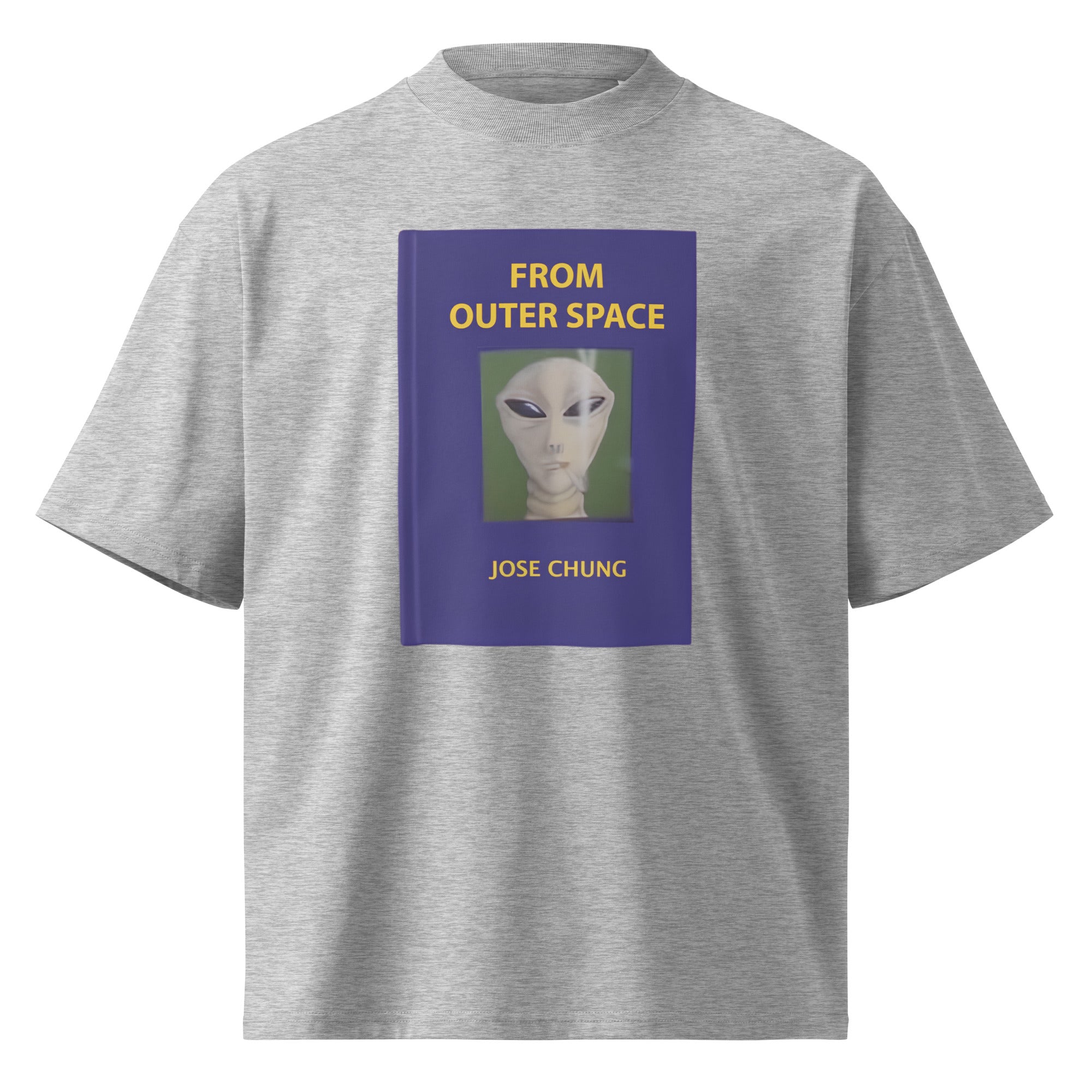 Jose Chung's From Outer Space X-Files sci-fi oversized tee in heather grey, front view