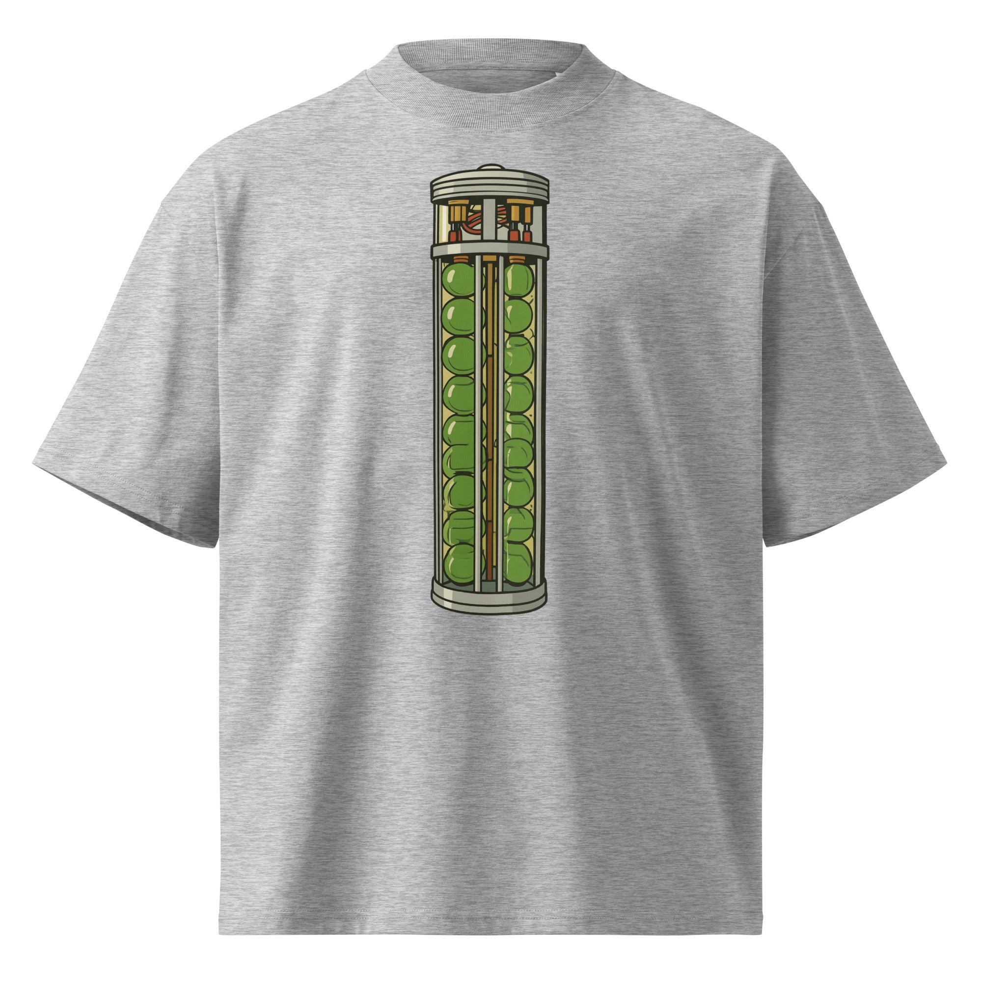 VX The Rock 90s action movie oversized tee in heather grey, front view