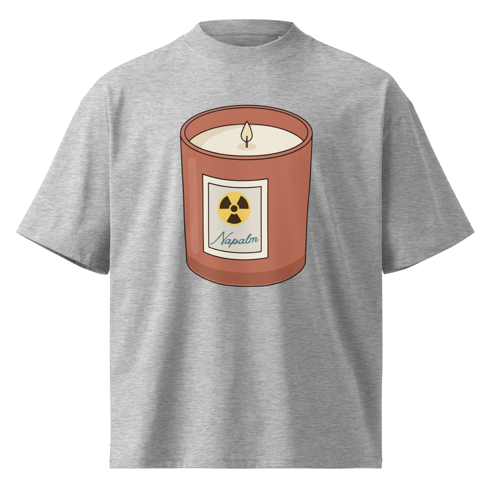 Napalm Candle Apocalypse Now war movie oversized tee in heather grey, front view