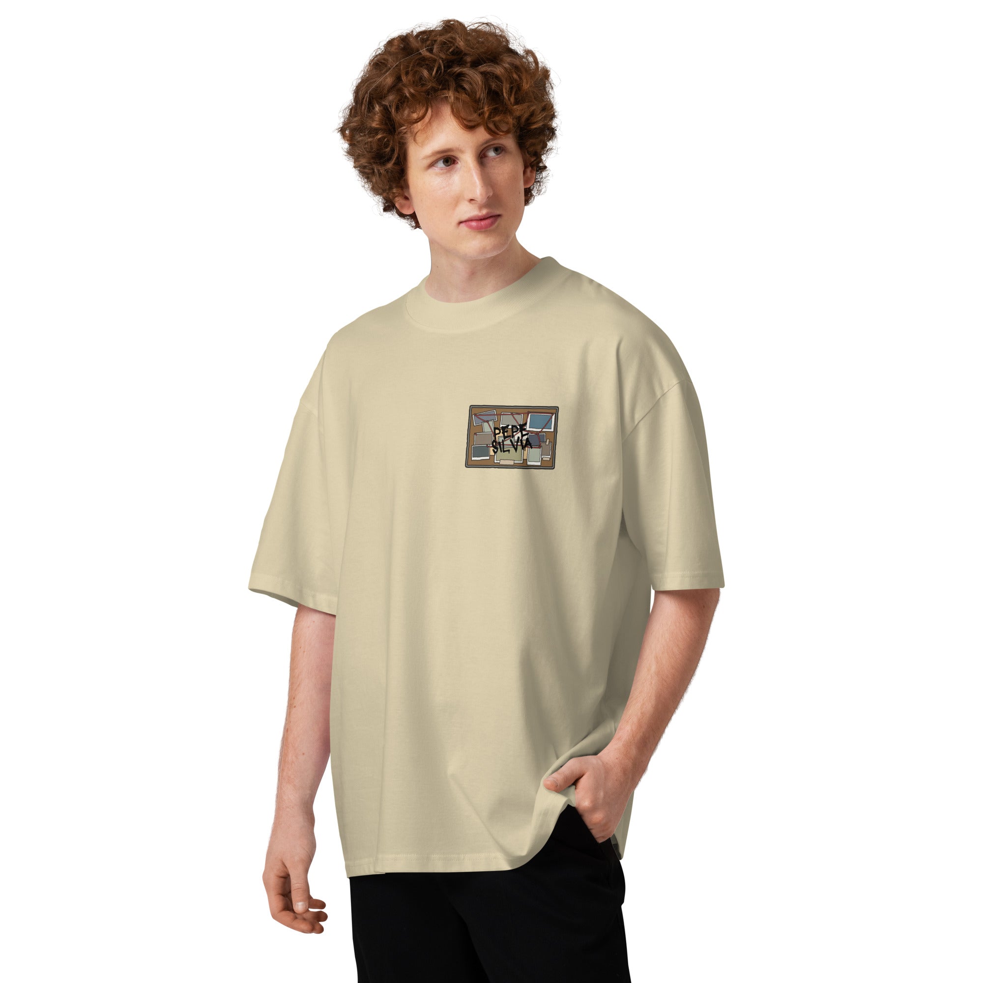 Pepe Silvia Always Sunny IASIP minimalist oversized tee in stone, front view