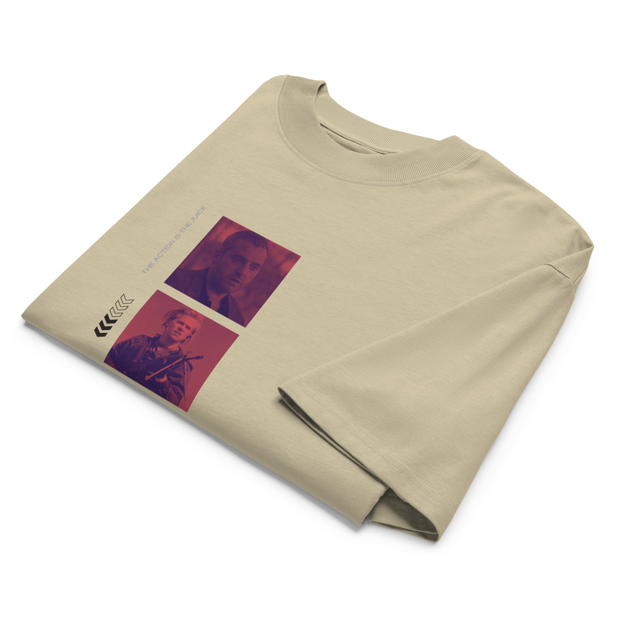 Heat movie crew 90s crime oversized tee in stone, front view