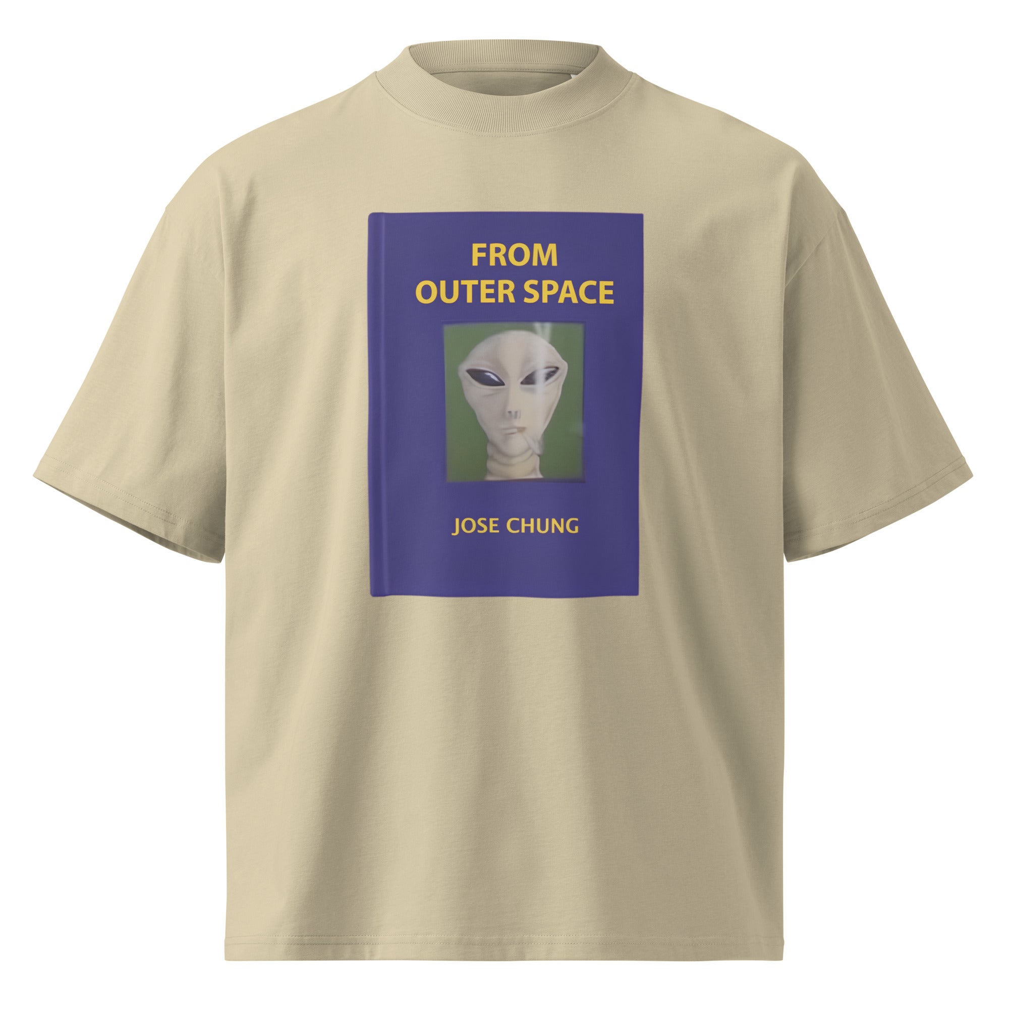 Jose Chung's From Outer Space X-Files sci-fi oversized tee in stone, front view