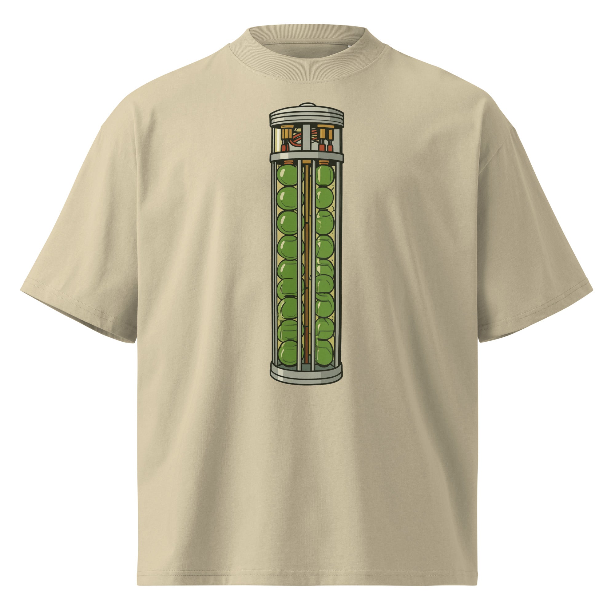 VX The Rock 90s action movie oversized tee in stone, front view