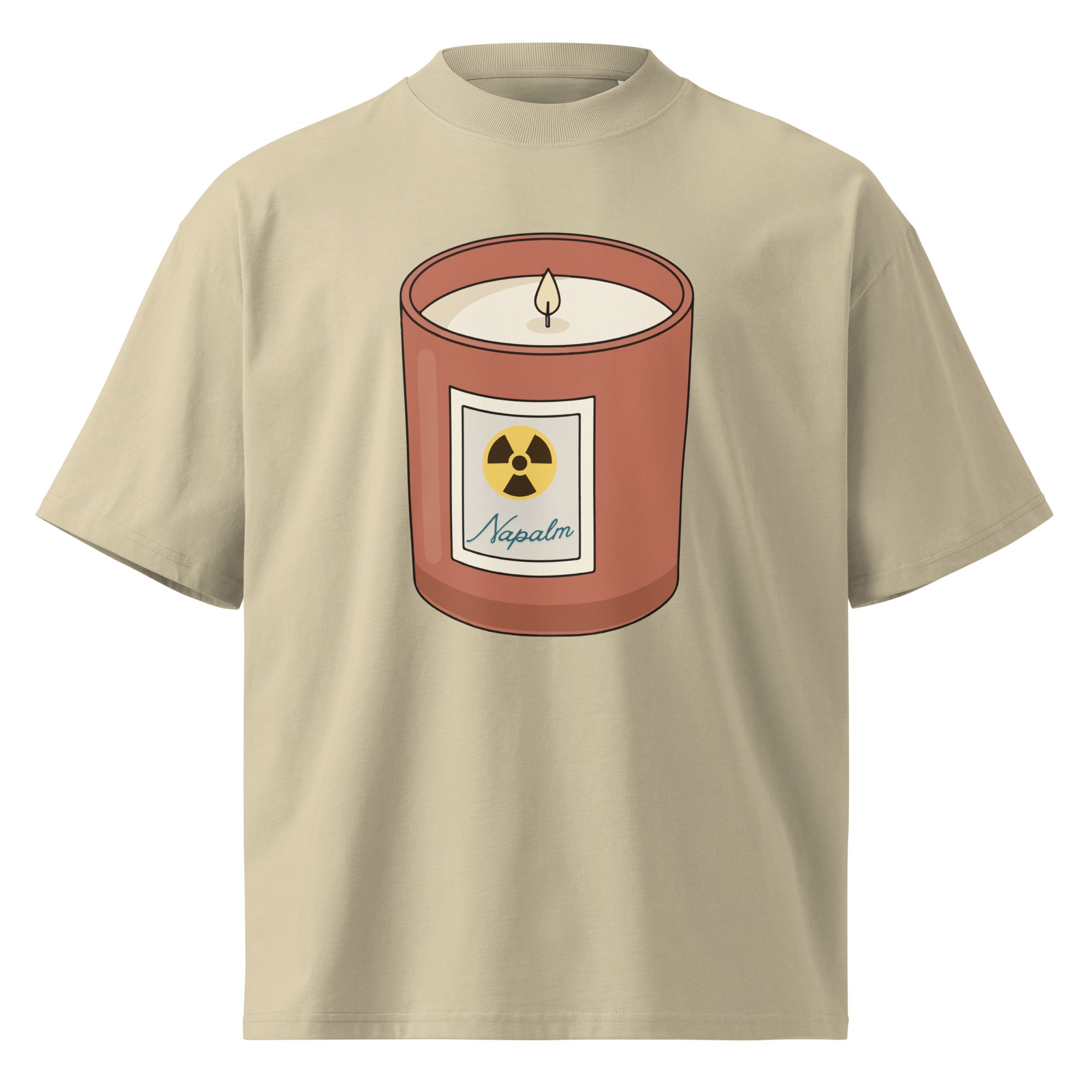 Napalm Candle Apocalypse Now war movie oversized tee in stone, front view