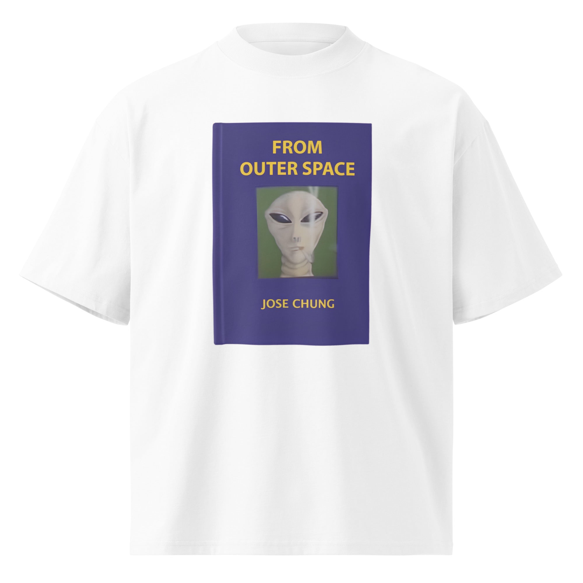 Jose Chung's From Outer Space X-Files sci-fi oversized tee in white, front view