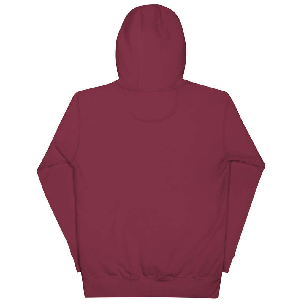 No One Is Coming To Stop You quote pullover hoodie in maroon, back view