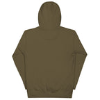 No One Is Coming To Stop You quote pullover hoodie in military green, back view
