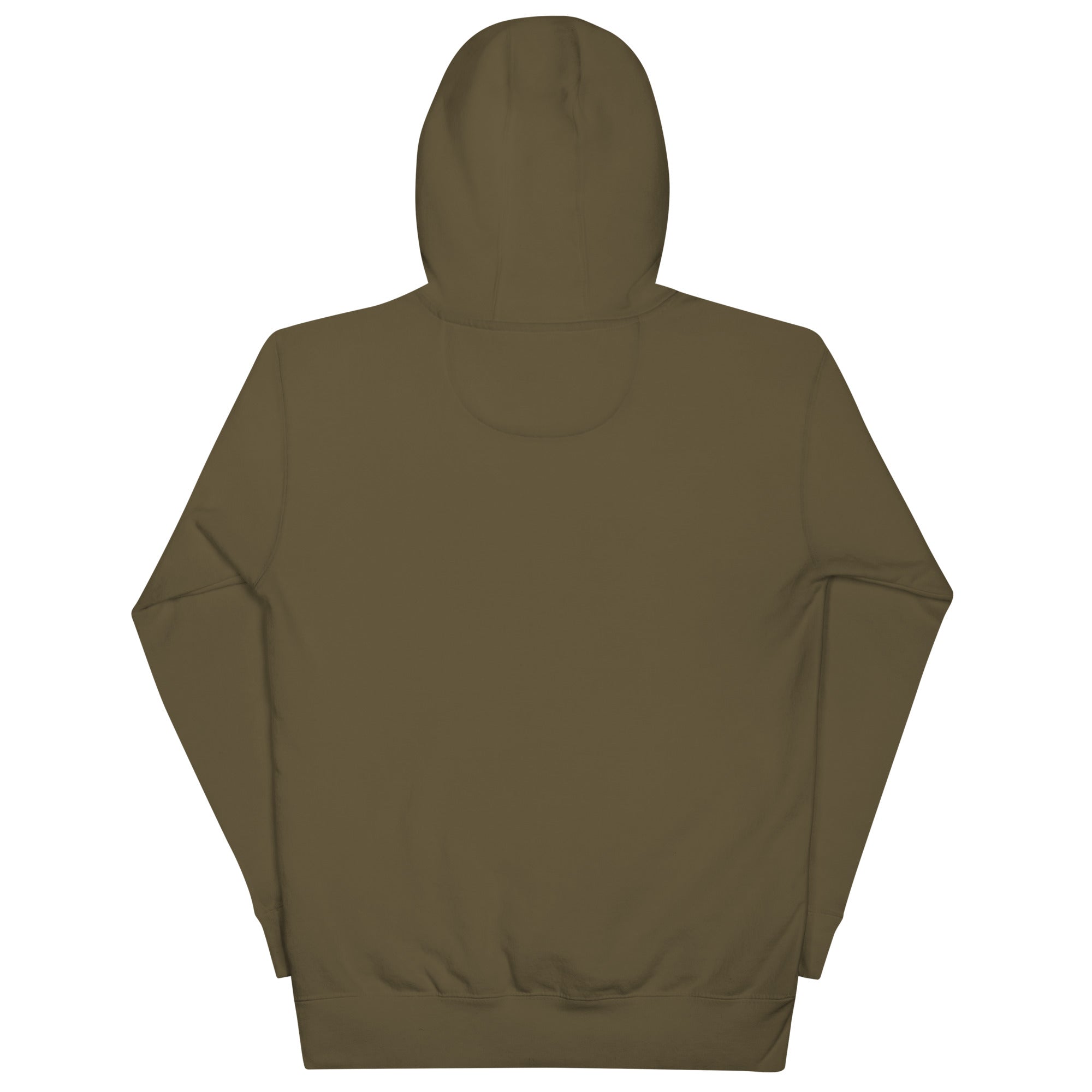No One Is Coming To Stop You quote pullover hoodie in military green, back view