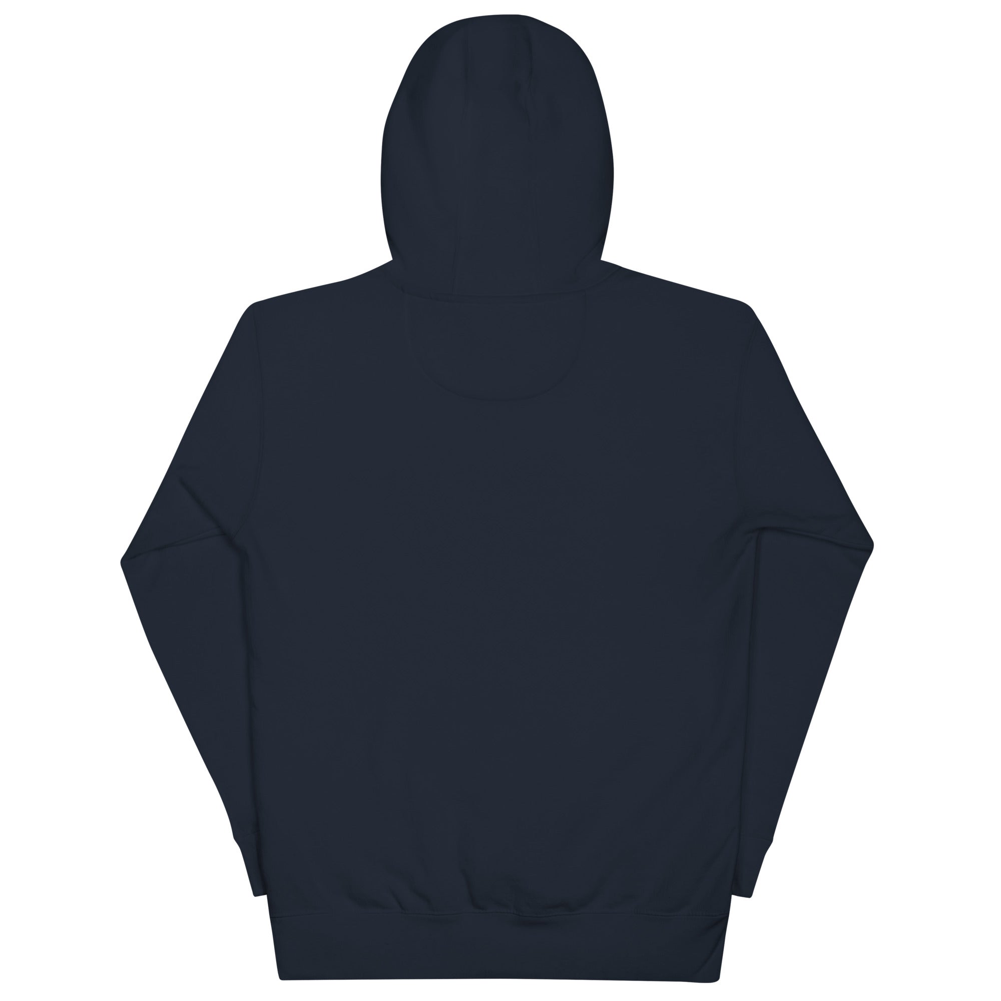 No One Is Coming To Stop You quote pullover hoodie in navy blazer, back view