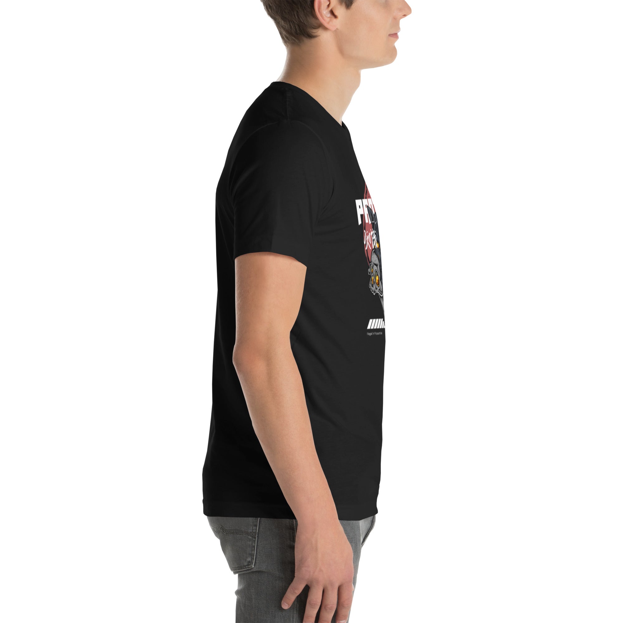 Sex Panther Anchorman staple tee in black, right side view