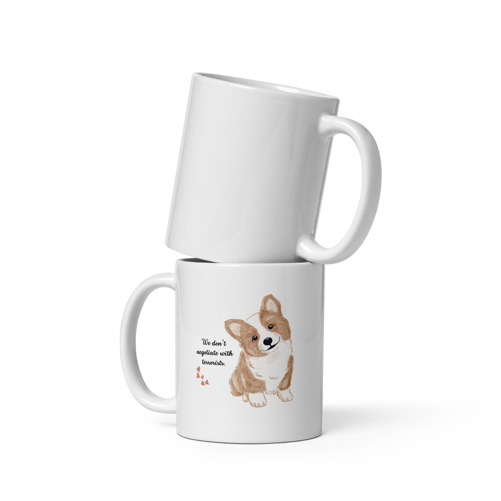 Threat Level Adorable funny dog mug in 11oz white, front view