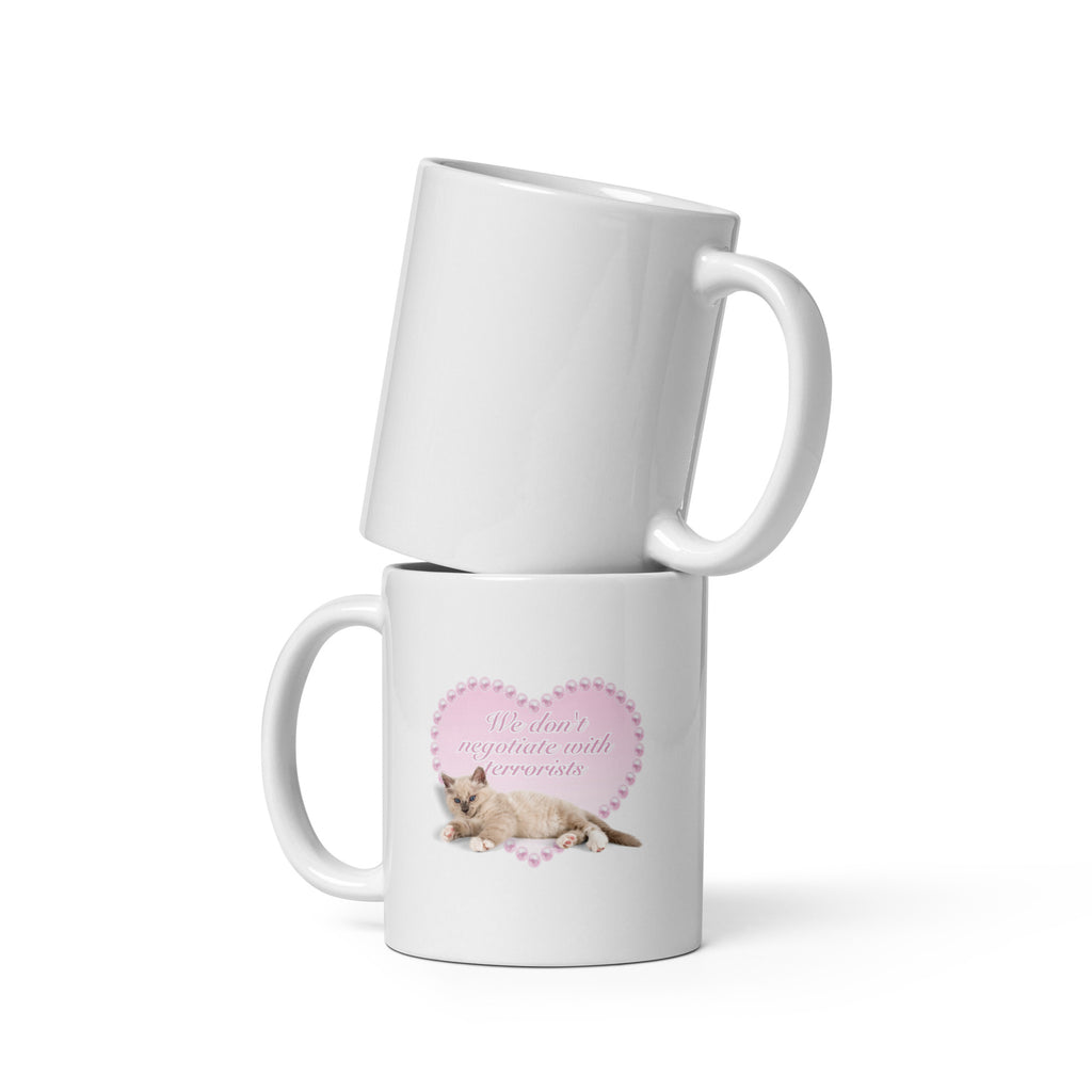 No Concessions funny cat mug in 11oz white, front view