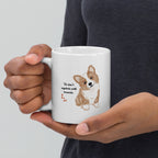 Threat Level Adorable funny dog mug in 11oz white, left handle view